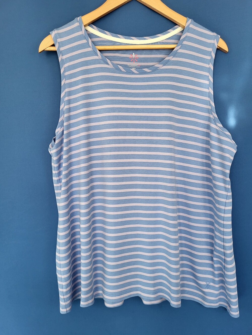 Izaac Mizrahi Essentials Cotton Tank Top XL Striped Blue and pink PIma